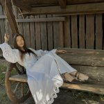 Embroidered GEM women's white Richelieu linen dress