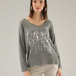 Jumper women's gray printed 199-22351B UNISONO