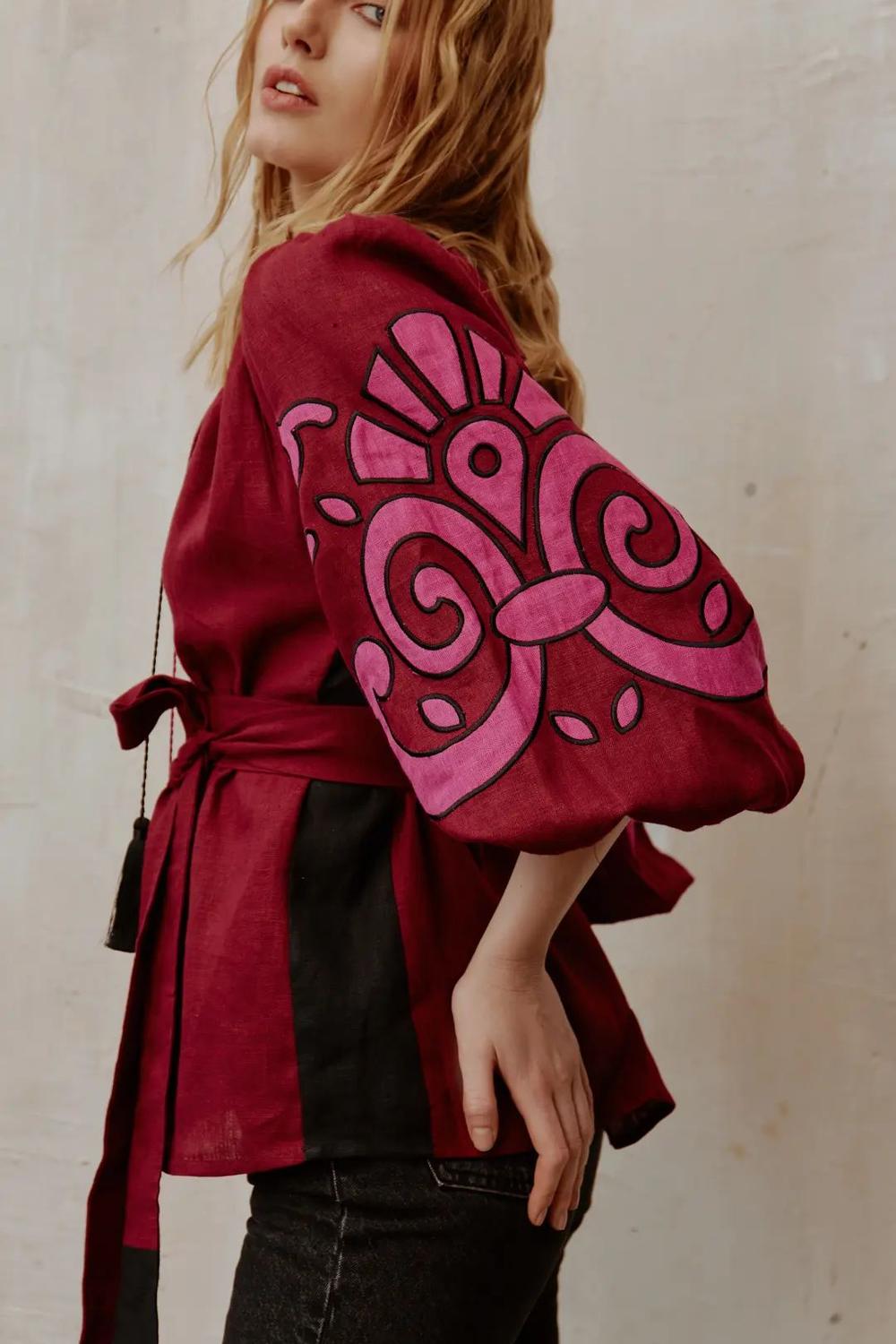 Вишиванка бордова EMBROIDERED GEM