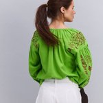 Жіноча вишиванка зелена з шоколадною вишивкою 32986_greeni