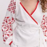 Women's milk embroidered shirt with red embroidery