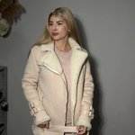 Milk sheepskin coat aviator
