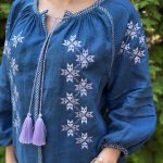 Women's blue embroidered shirt of the author's work