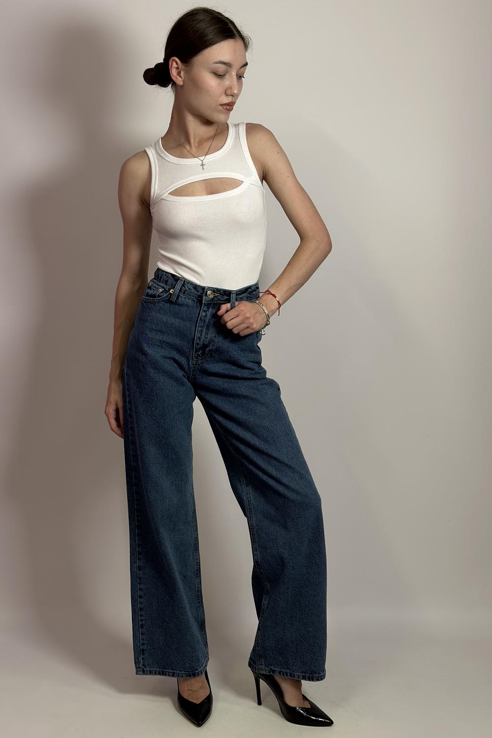 Джинси Wide Leg синього кольору 4003