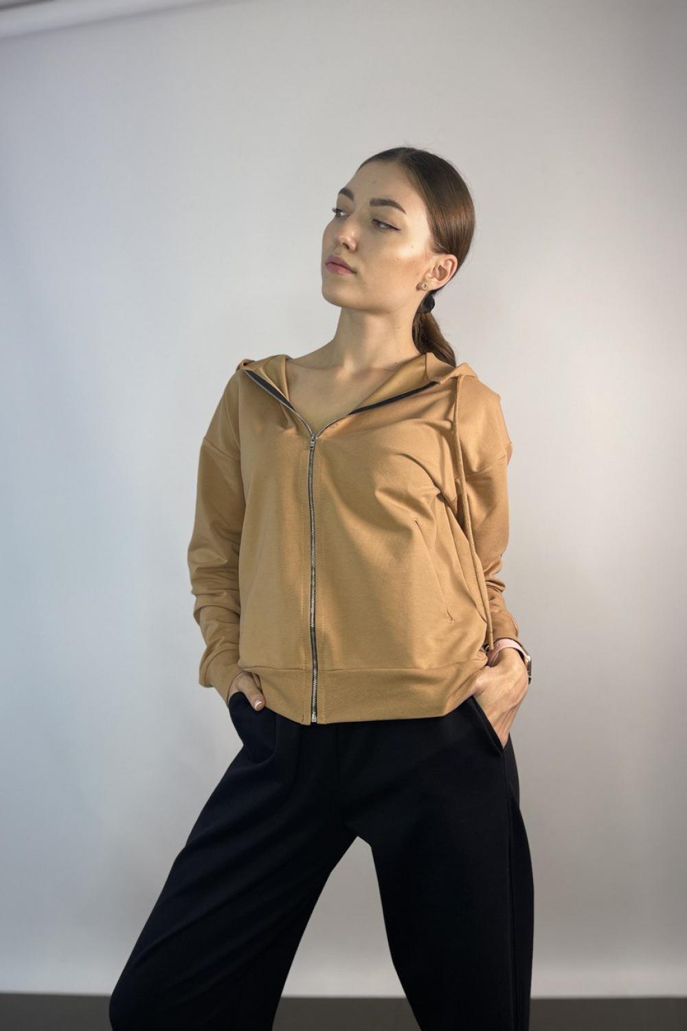 Кофта на блискавці бежева SK004 Dias
