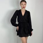 Костюм чорний романтичний, вкорочена блуза та міні-спідниця STIMMA