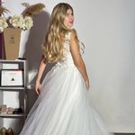 Wedding white dress made of tulle