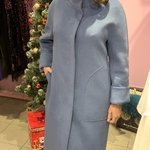 Пальто жіноче вовняне на утеплювачі блакитне Mirella moda