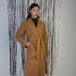 Women's demi-season cashmere coat in camel color 246C FINE LINE