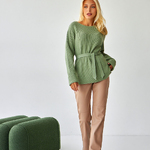 Women's olive jumper with a belt 2433 BELLISE