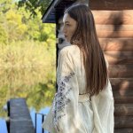 Women's embroidered shirt linen Lavender Embroidered Gem