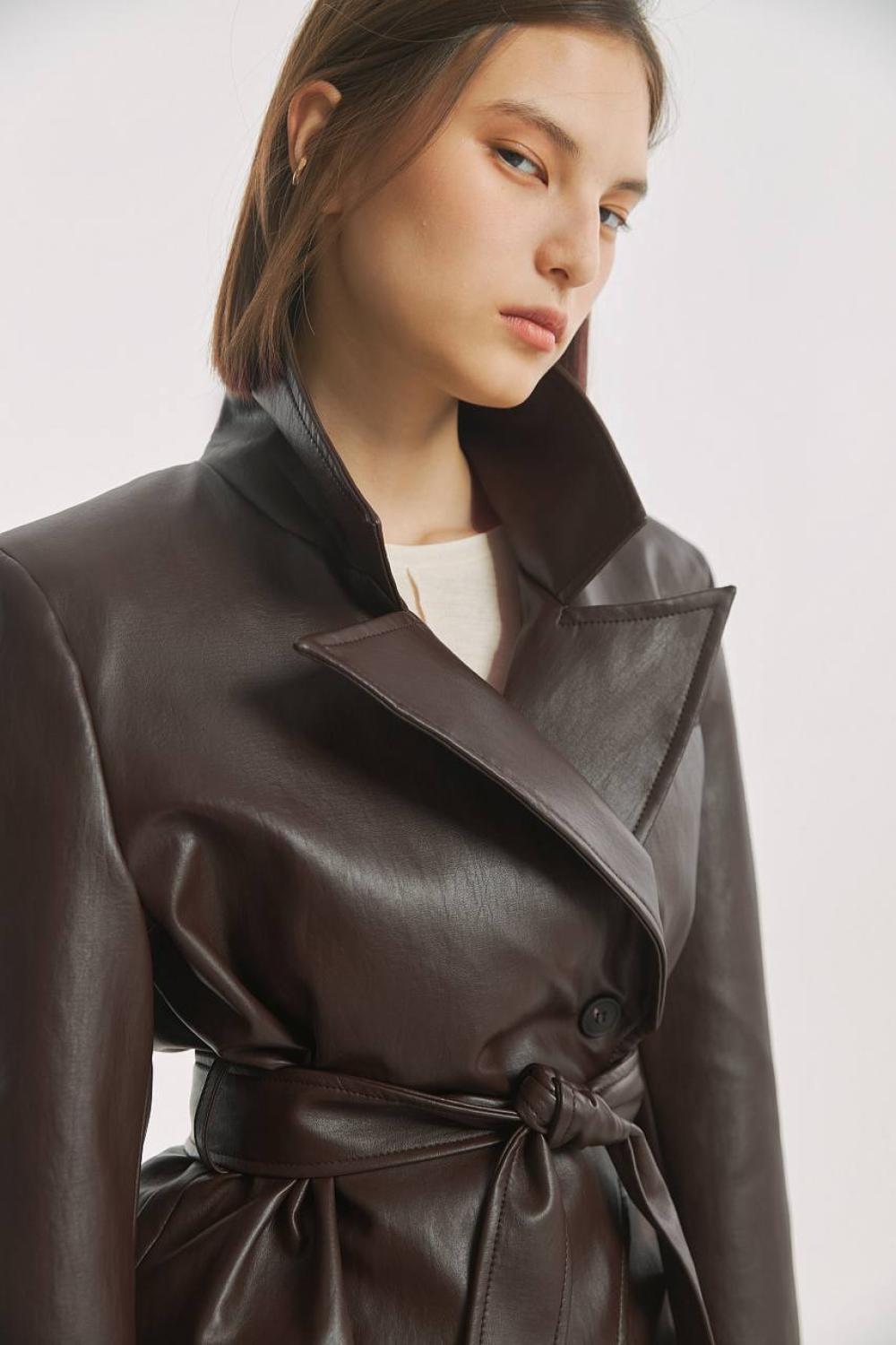 Chocolate eco-leather jacket