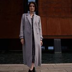 Women's long coat in grey color