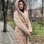 Women's long beige winter coat 11-565 GRACIA