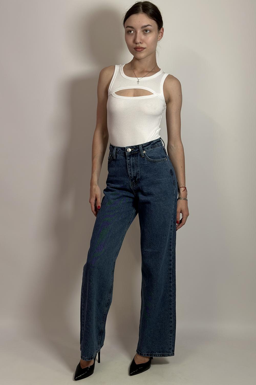Джинси Wide Leg синього кольору 4003