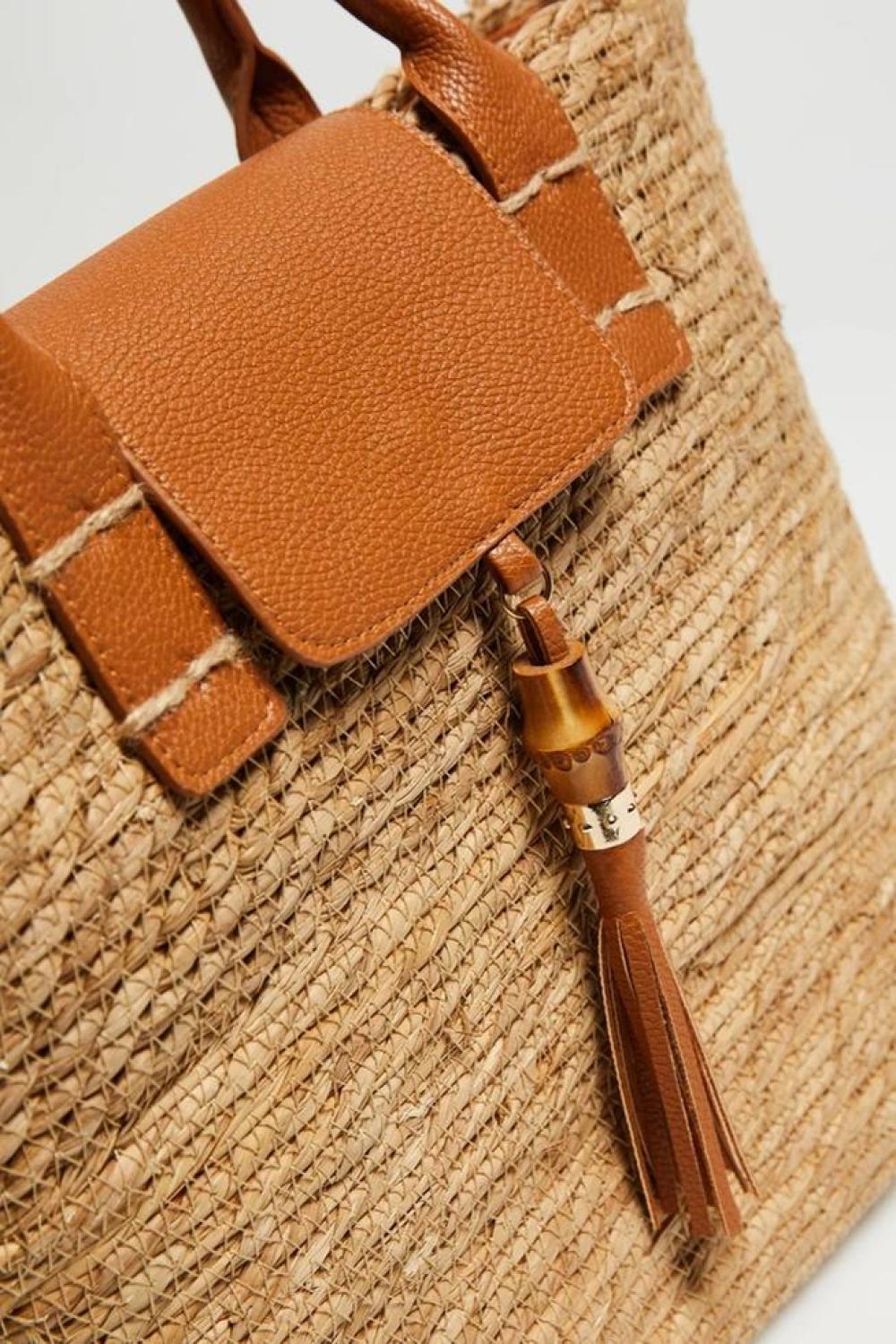 Beach bag made of straw