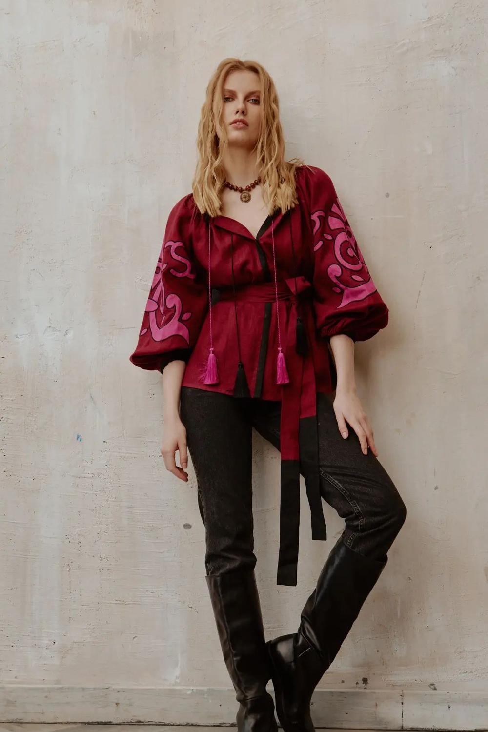 Вишиванка бордова EMBROIDERED GEM