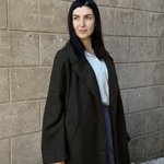 Women's demi-season coat with a detachable collar khaki 21AH115 ALMAE