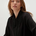 A black viscose shirt with a decorated collar