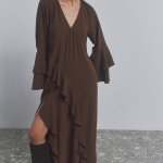 A long loose-fitting dress with ruffles
