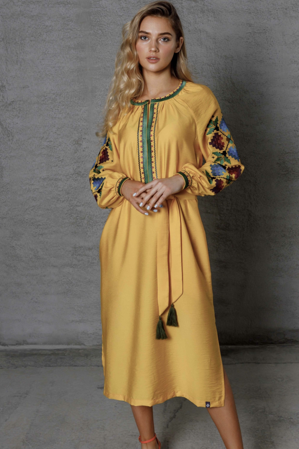 Yellow embroidered dress by Ksenia SVARGA