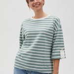 Оливкова кофта в смужку