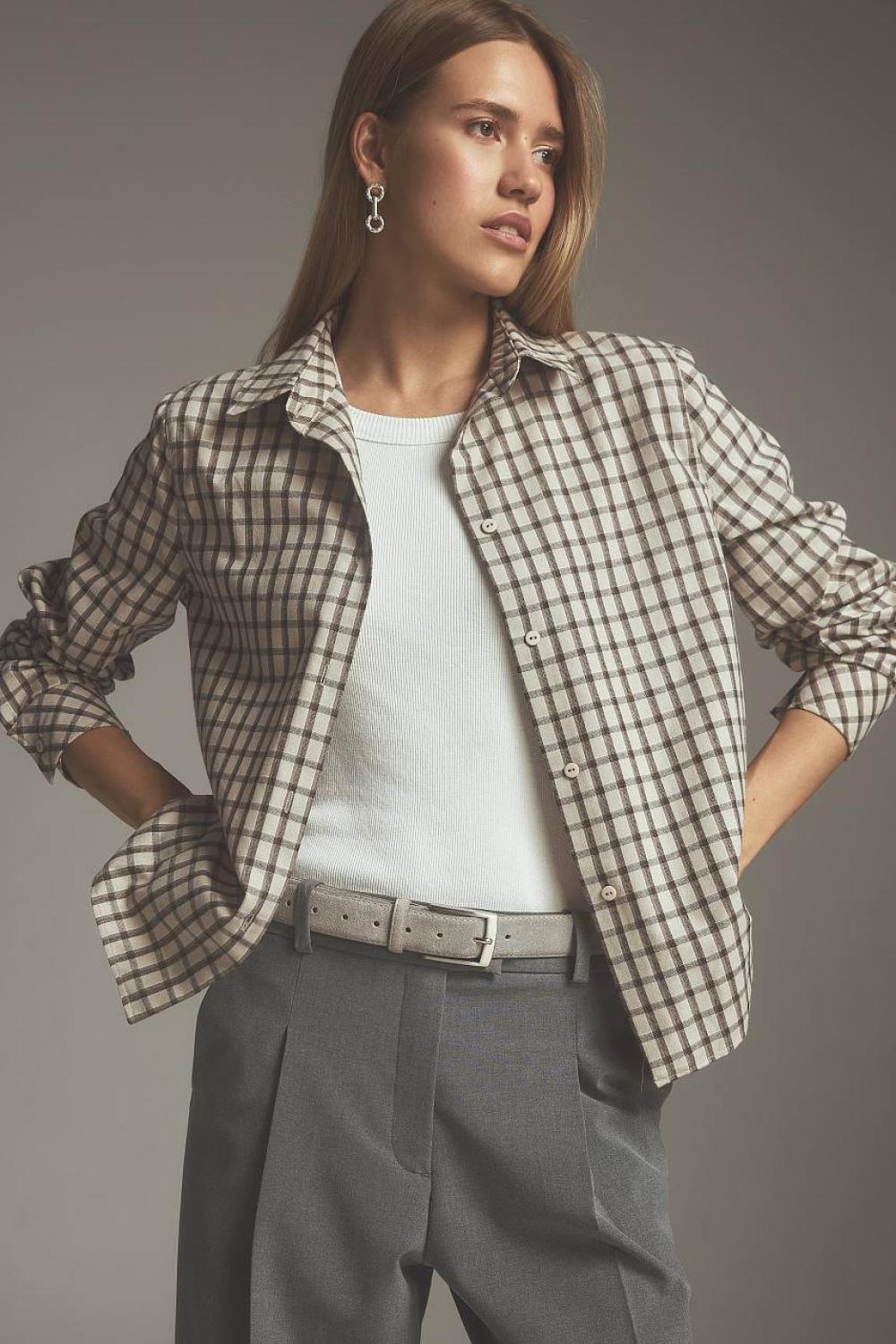 Beige plaid shirt