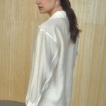 Milk semi-transparent classic blouse