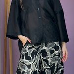 Black viscose printed pants
