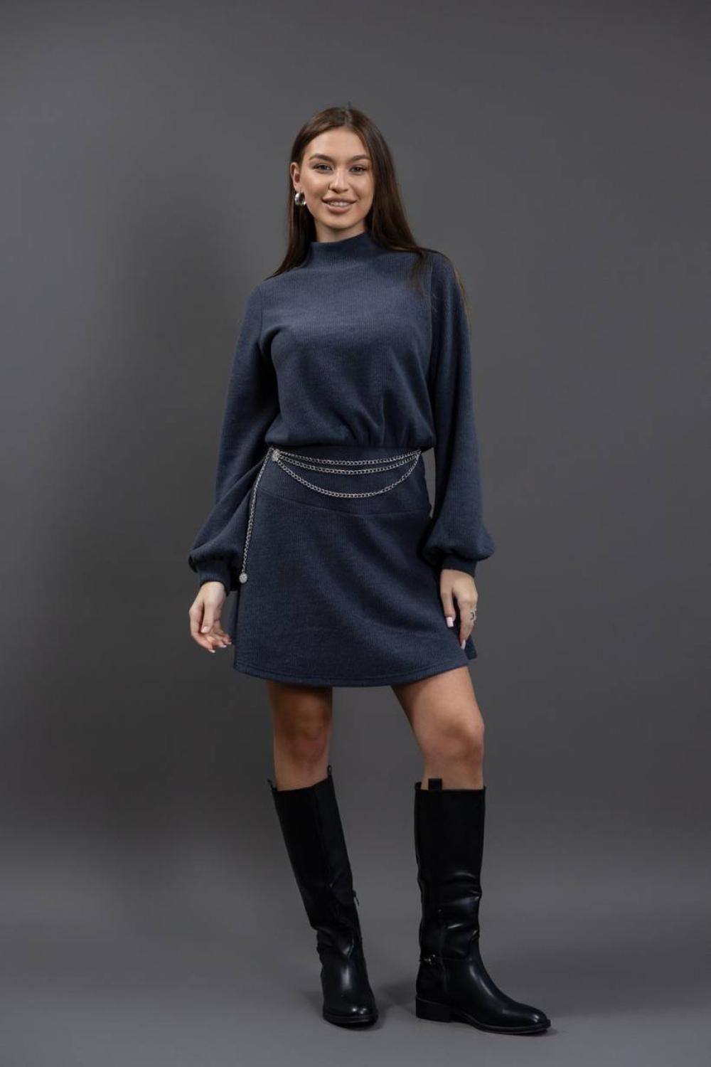 Grey knitted mini dress