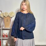 Вишиванка жіноча чорна з синім візерунком дизайнерська