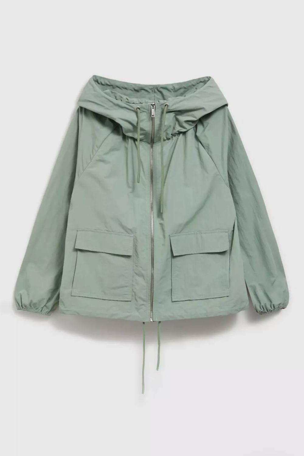 Olive windbreaker jacket with patch pockets MOODO