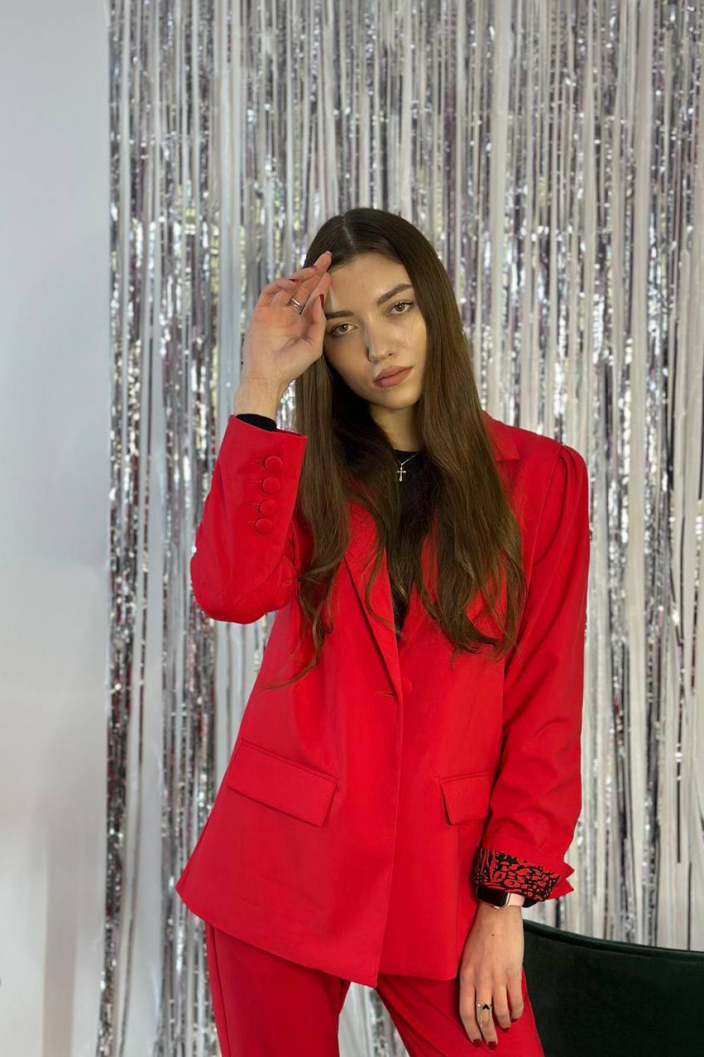 Women's trouser suit classic red. France.