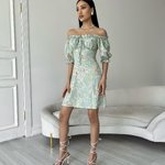 Mini dress olive in floral print Larionoff
