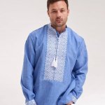 Вишиванка чоловіча в кольорі джинс Богдан MEREZHKA