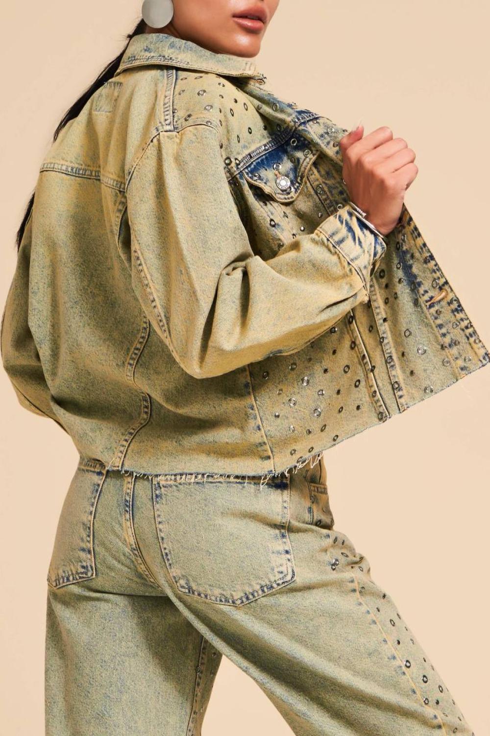 Vintage denim jacket with rivets
