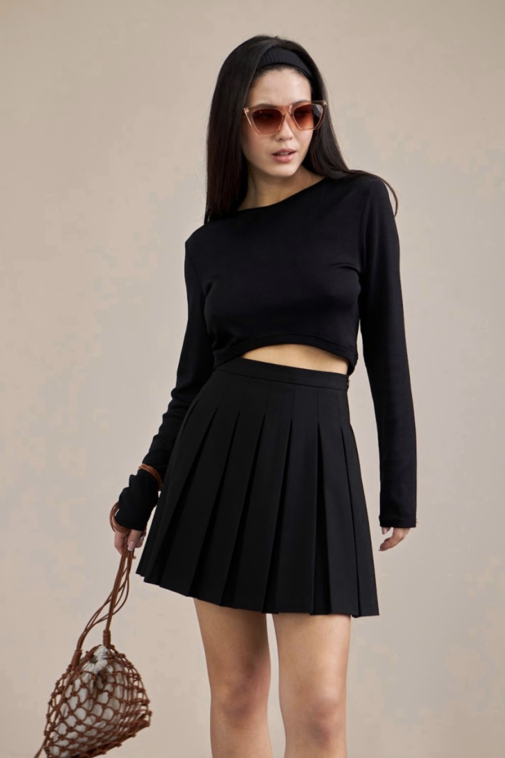 Black pleated skirt M-259 VERONIKA