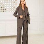 Classic women's chocolate grey cashmere three-piece suit 558_grey