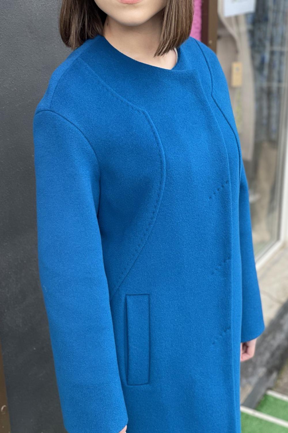 Women's demi-season coat made of blue Mirella moda wool