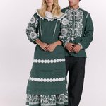 Khrystyna's embroidered dress of the author's work in emerald color