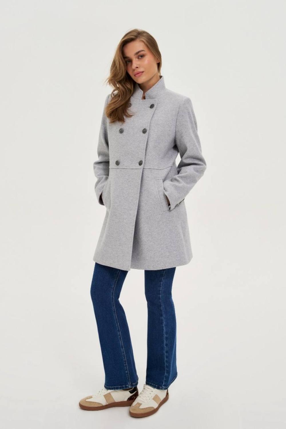 Gray double-breasted coat Z-KU-4815
