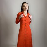 Сукня міді помаранчева з юбкою-трапецією Azuri 6418