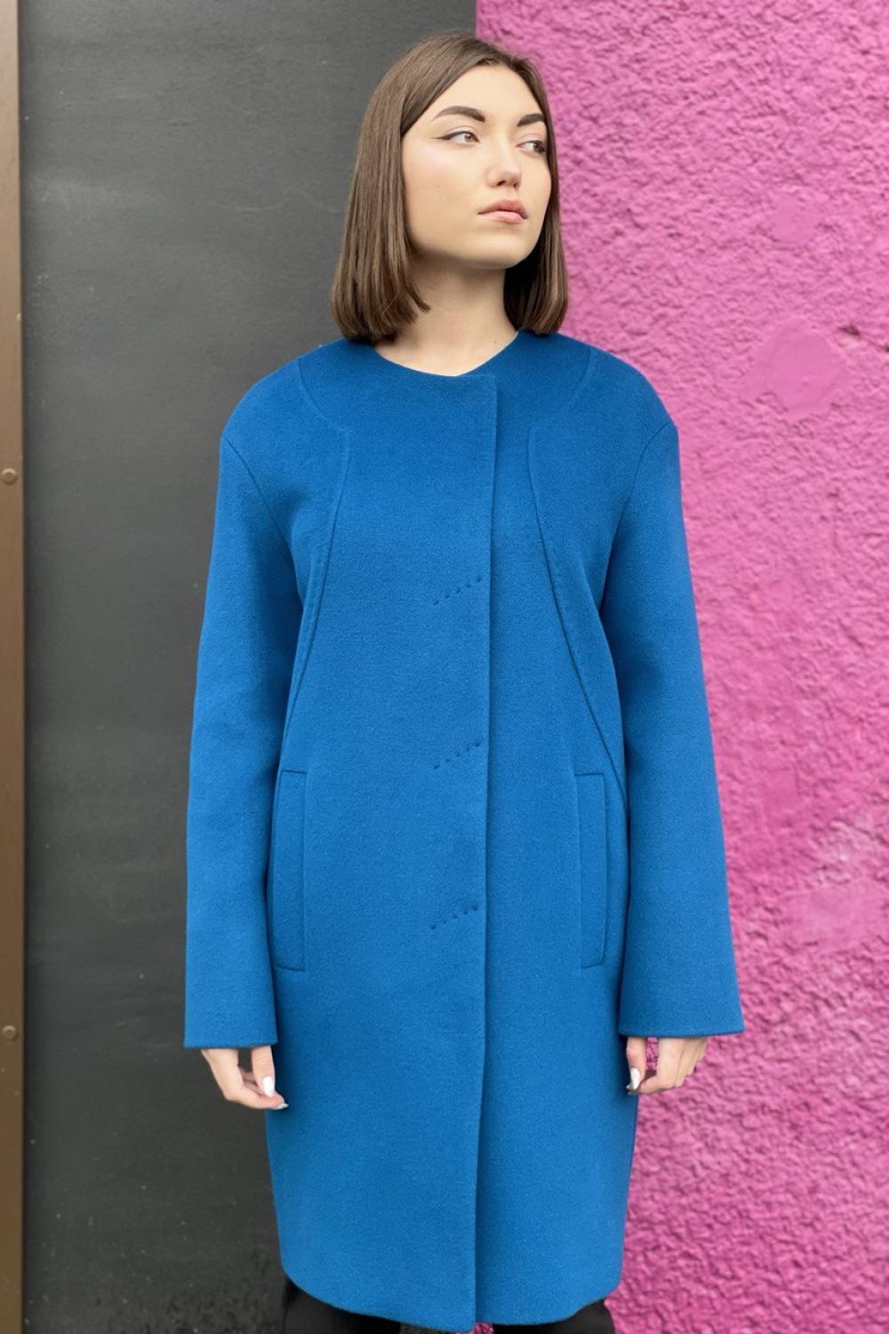 Women's demi-season coat made of blue Mirella moda wool