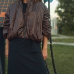 Bomber oversized in the color of ripe cherry