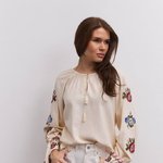 Beige embroidered shirt with red embroidery 35495_red