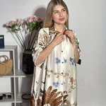 Сукня шовкова молочна з принтом