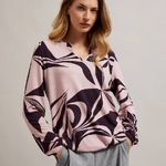 pink printed sweater