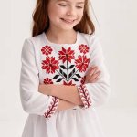 Embroidered dress with spikes for girls