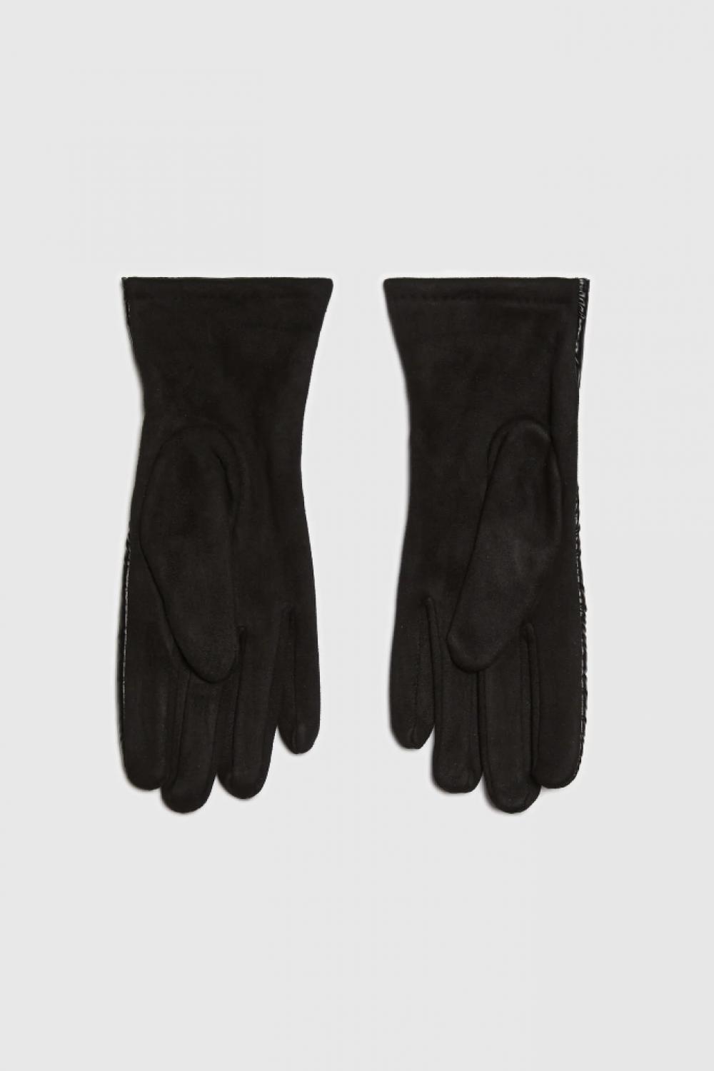 Black women's warm eco-leather gloves Z-RE-4205 MOODO