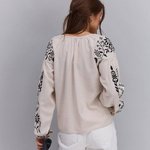 Beige embroidered shirt with black embroidery 32986_beige